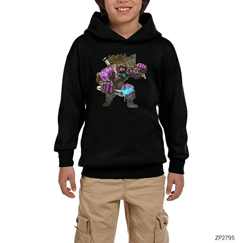 League of Legends Dr Mundo Siyah Çocuk Kapşonlu Sweatshirt