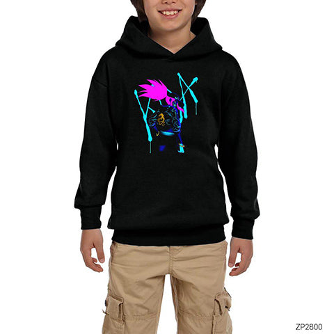 League of Legends Kda Siyah Çocuk Kapşonlu Sweatshirt