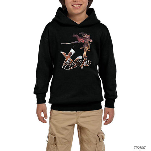 League of Legends Vahşi Batılı Yasuo Siyah Çocuk Kapşonlu Sweatshirt