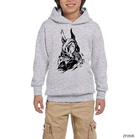 League of Legends Xayah Gri Çocuk Kapşonlu Sweatshirt