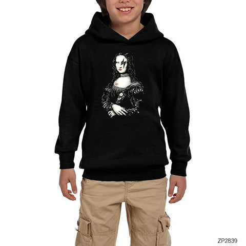 Mona Lisa Siyah Çocuk Kapşonlu Sweatshirt