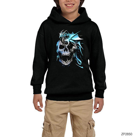 Skull and Drake Siyah Çocuk Kapşonlu Sweatshirt