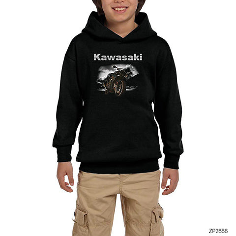 Kawasaki H2 Siyah Çocuk Kapşonlu Sweatshirt