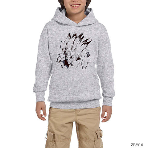 Dr. Stone Face Gri Çocuk Kapşonlu Sweatshirt