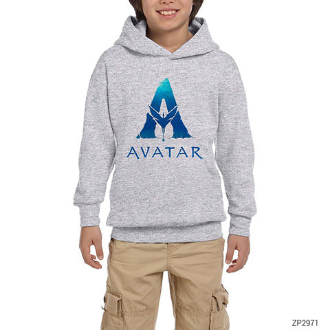 Avatar 2 Logo Gri Çocuk Kapşonlu Sweatshirt