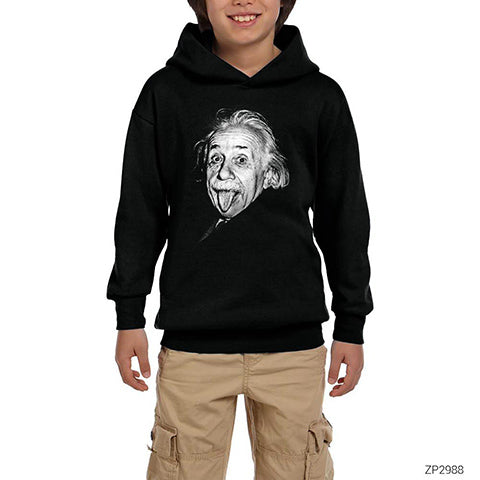 Einstein Siyah Çocuk Kapşonlu Sweatshirt