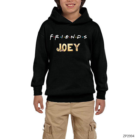 Friends Joey Siyah Çocuk Kapşonlu Sweatshirt