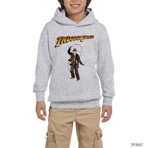 Indiana Jones Advantures Gri Çocuk Kapşonlu Sweatshirt