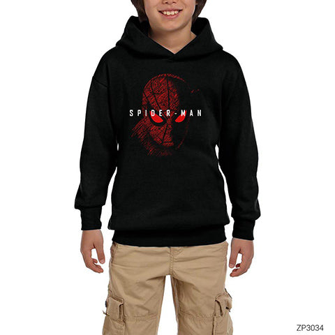 Spiderman Sketched Siyah Çocuk Kapşonlu Sweatshirt