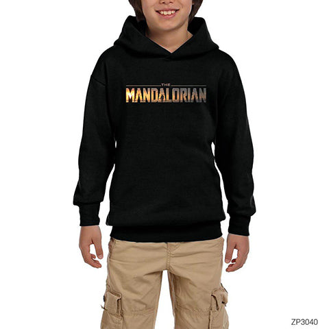 The Mandalorian Logo Siyah Çocuk Kapşonlu Sweatshirt