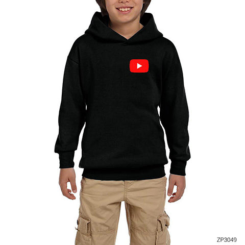 Youtube Siyah Çocuk Kapşonlu Sweatshirt