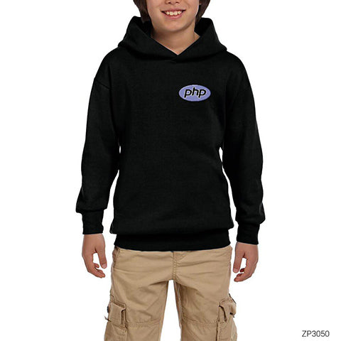 PHP Yazılımcı Siyah Çocuk Kapşonlu Sweatshirt