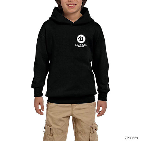 Unreal Engine Logo Siyah Çocuk Kapşonlu Sweatshirt