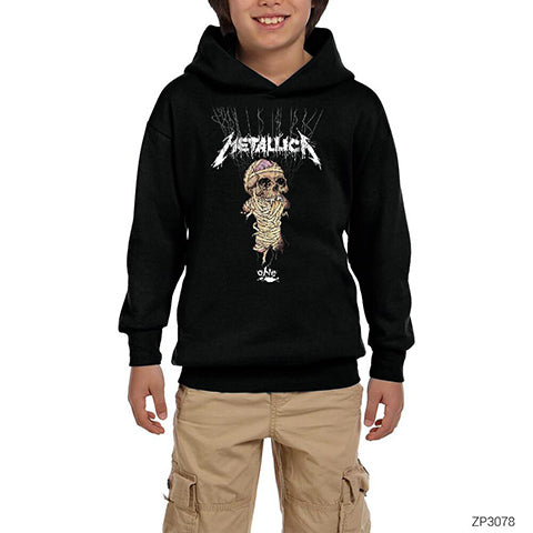 Metallica One Siyah Çocuk Kapşonlu Sweatshirt