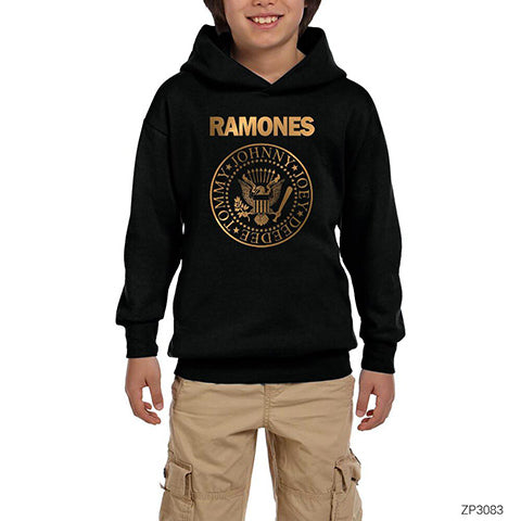 Ramones Gold Edition Siyah Çocuk Kapşonlu Sweatshirt