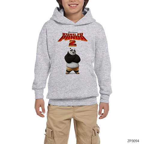 Kung Fu Panda Gri Çocuk Kapşonlu Sweatshirt