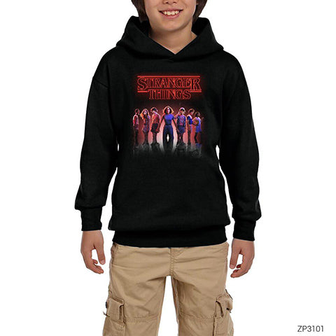 Stranger Things The New Siyah Çocuk Kapşonlu Sweatshirt