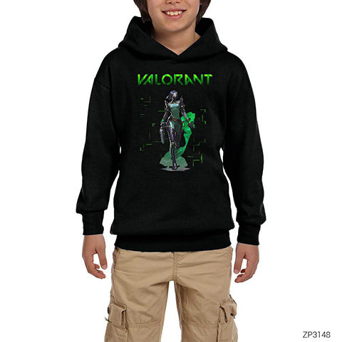 Valorant Viper Siyah Çocuk Kapşonlu Sweatshirt