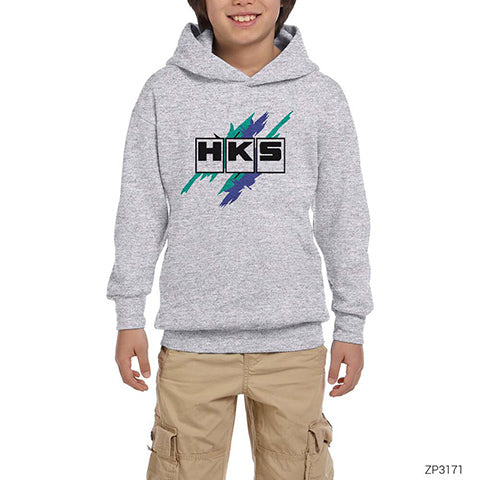 HKS Tuning Gri Çocuk Kapşonlu Sweatshirt