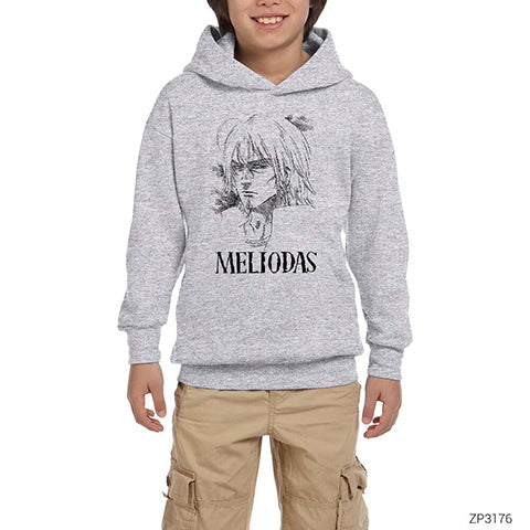 Meliodas Gri Çocuk Kapşonlu Sweatshirt