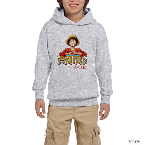 One Piece Apollo Gri Çocuk Kapşonlu Sweatshirt