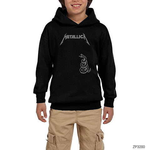 Metallica Snake Siyah Çocuk Kapşonlu Sweatshirt