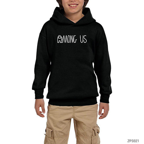 Among Us Siyah Çocuk Kapşonlu Sweatshirt