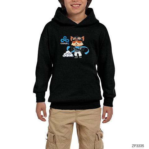 Cloud9 Teemo Siyah Çocuk Kapşonlu Sweatshirt