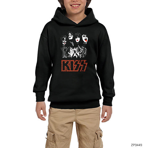 Kiss Rock the House Siyah Çocuk Kapşonlu Sweatshirt