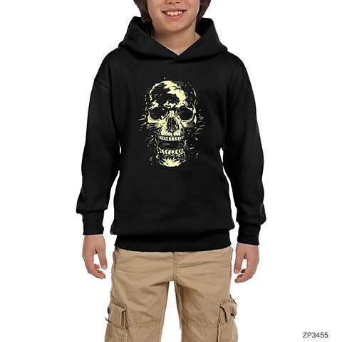 Skull Kuru Kafa Çığlık Siyah Çocuk Kapşonlu Sweatshirt