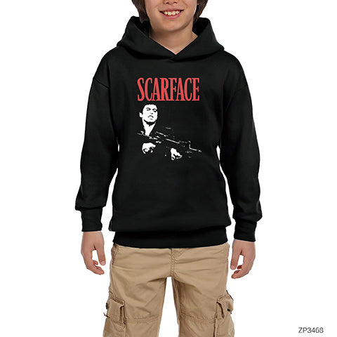 Scarface Siyah Çocuk Kapşonlu Sweatshirt