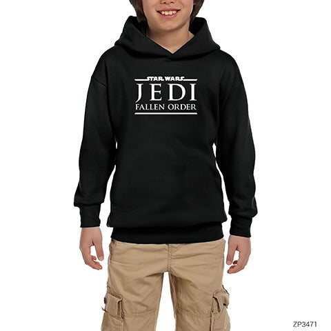 Star Wars Jedi Fallen Order Siyah Çocuk Kapşonlu Sweatshirt