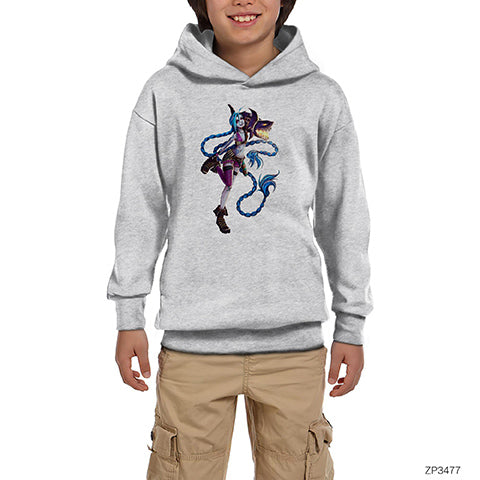 Jinx Crazy Gri Çocuk Kapşonlu Sweatshirt