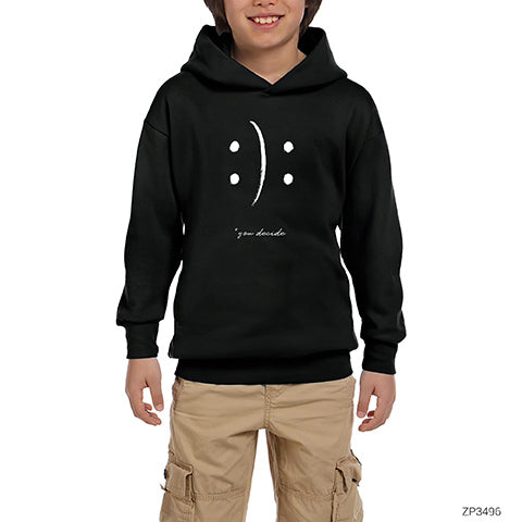 Karar Ver Smile Siyah Çocuk Kapşonlu Sweatshirt