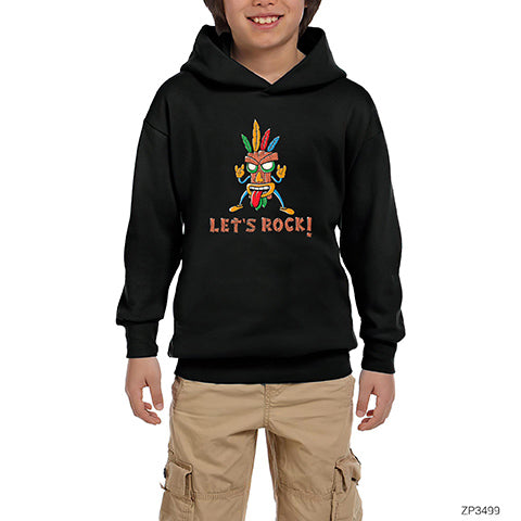 Lets Rock Siyah Çocuk Kapşonlu Sweatshirt