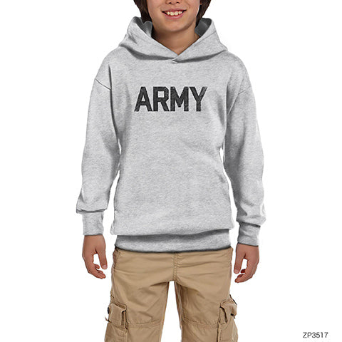 Army Gri Çocuk Kapşonlu Sweatshirt