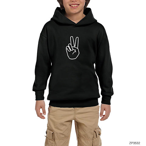 Peace Barış Siyah Çocuk Kapşonlu Sweatshirt