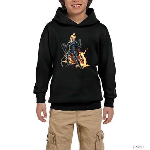 Ghost Rider The Laugh of the Dead Siyah Çocuk Kapşonlu Sweatshirt