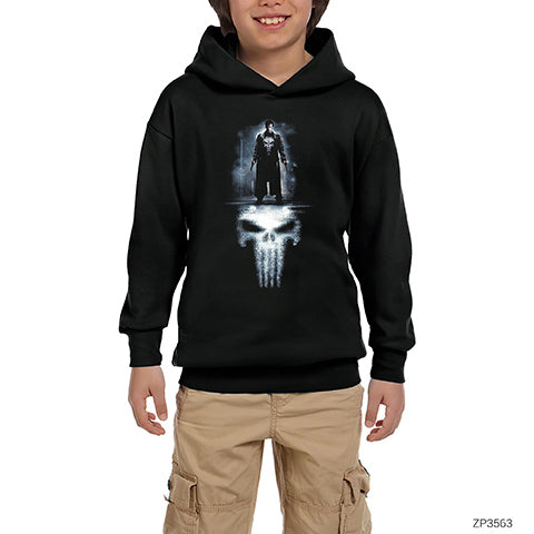 Punisher Reflection Siyah Çocuk Kapşonlu Sweatshirt