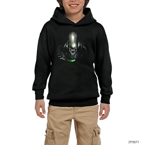 Warrior Aliens Siyah Çocuk Kapşonlu Sweatshirt