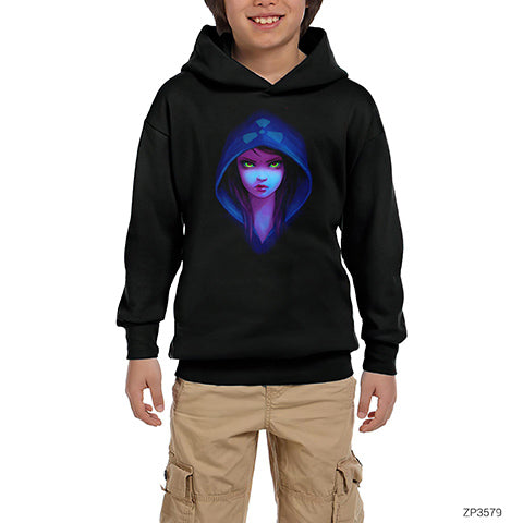 Anime Chemical Girl Siyah Çocuk Kapşonlu Sweatshirt