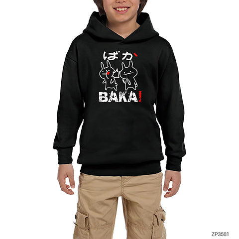 Baka Siyah Çocuk Kapşonlu Sweatshirt