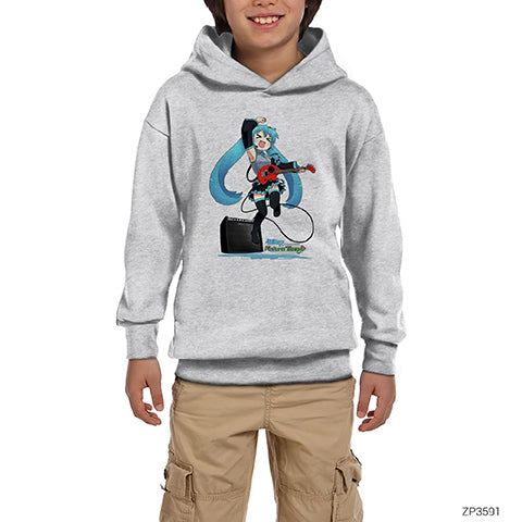 Future Tone Hatsune Miku Gri Çocuk Kapşonlu Sweatshirt