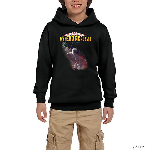 My Hero Academia Deku Siyah Çocuk Kapşonlu Sweatshirt