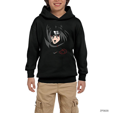 Naruto Uchiha İtachi Siyah Çocuk Kapşonlu Sweatshirt