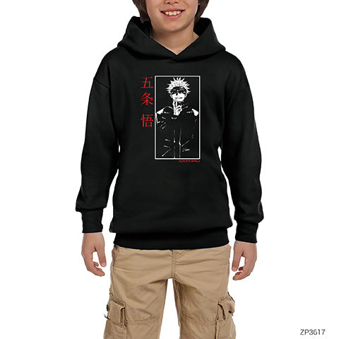 Satoru Jujutsu Kaisen Siyah Çocuk Kapşonlu Sweatshirt