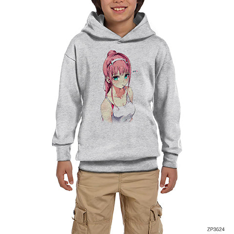 Zero Two Gri Çocuk Kapşonlu Sweatshirt