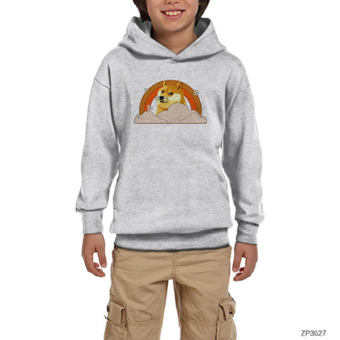 Dogecoin Kripto Para Gri Çocuk Kapşonlu Sweatshirt