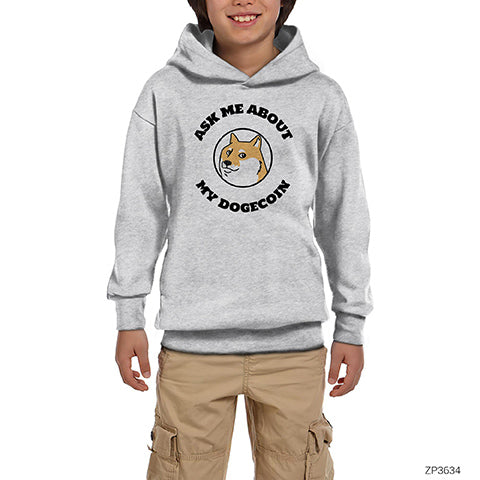 My Dogecoin Kripto Gri Çocuk Kapşonlu Sweatshirt