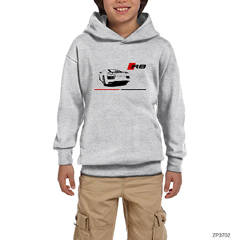 Audi R8 Gri Çocuk Kapşonlu Sweatshirt